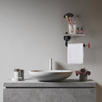 Steampunk Industrial Pipe Toilet Paper Holder with Red Valve，Wall-Mounted Creative Tissue Dispenser with Shelf.