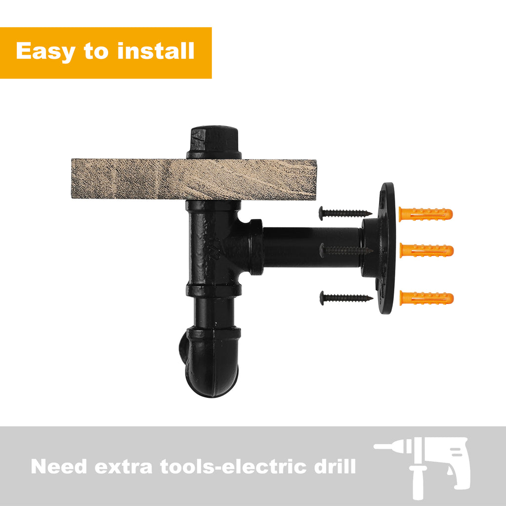 Industrial Pipe Toilet Paper Holder with Natural Wood Shelf， Wall-Mounted Retro Bathroom Tissue Rack.