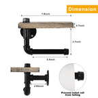 Industrial Pipe Toilet Paper Holder with Natural Wood Shelf， Wall-Mounted Retro Bathroom Tissue Rack.
