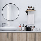 Industrial Pipe Toilet Paper Holder with Natural Wood Shelf， Wall-Mounted Retro Bathroom Tissue Rack.
