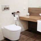 Industrial Pipe Toilet Paper Holder with Natural Wood Shelf， Wall-Mounted Retro Bathroom Tissue Rack.