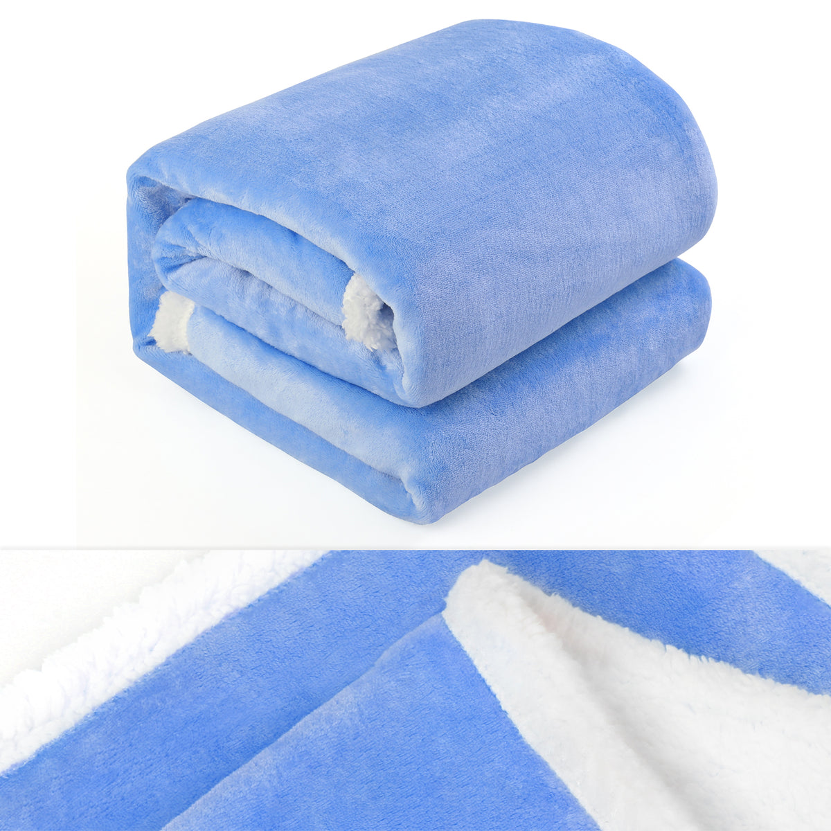 Sherpa Throw Blanket, 50x 60 inch Soft Flannel Fleece Reversible Blanket, Lightweight Cozy Travel Blanket for Office, Bedroom, Couch, Camping