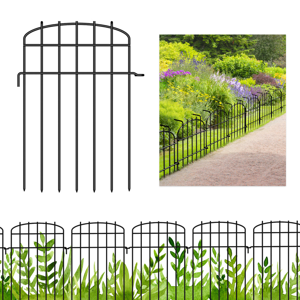 25pcs, Curved Digging-proof Fence, Metal Animal Fence, 1.5 Inch Pitch, Small/medium Animal Barrier, Dog-proof Garden Border, for Outdoor, Yard, Lawn, Garden, Outdoor Christmas Decoration, Black