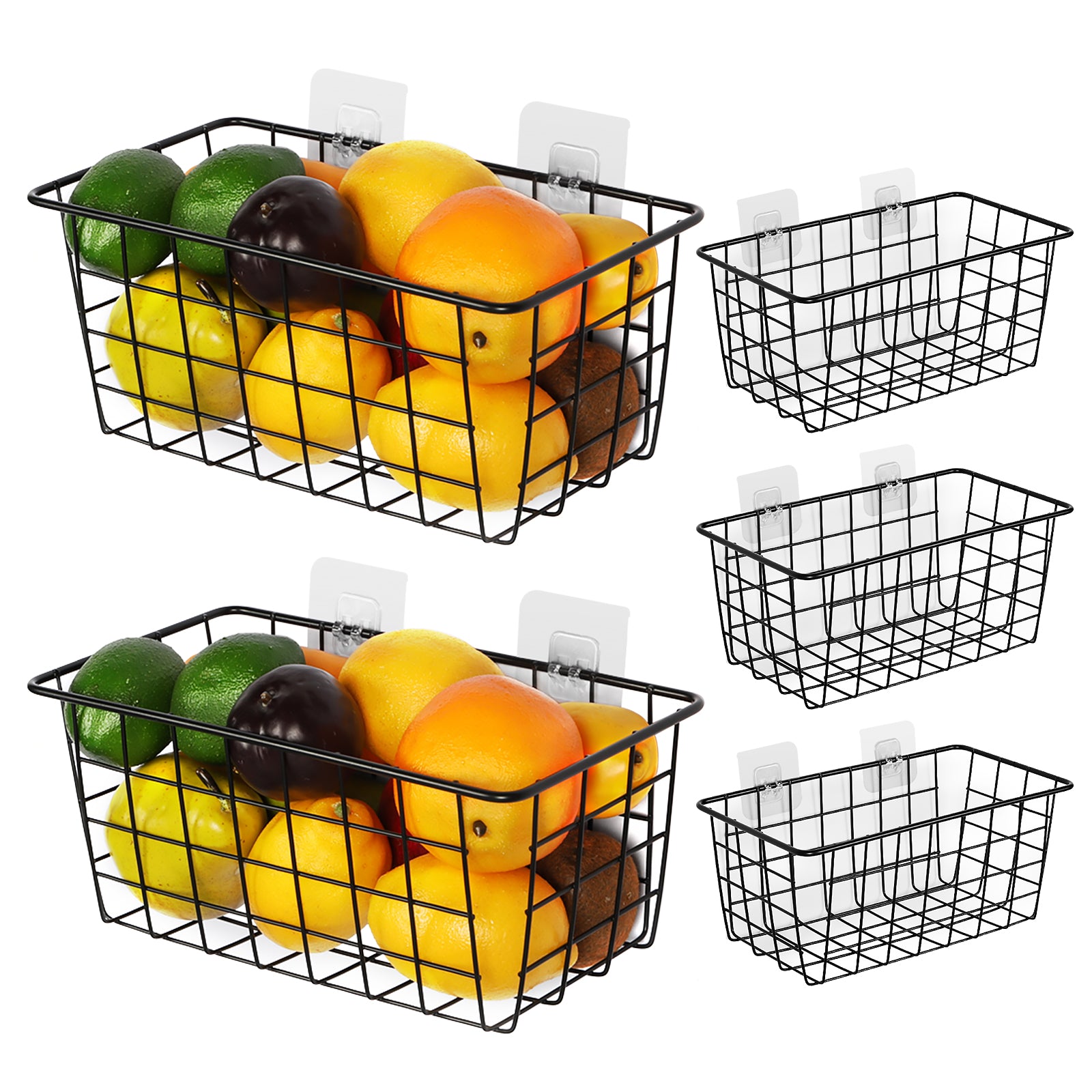Heavy-Duty Metal Pantry Organizer Set | 5-Piece Hanging Wall Baskets for Kitchen, Office & Bath