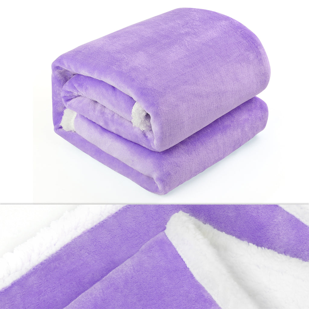Sherpa Throw Blanket, 50x 60 inch Soft Flannel Fleece Reversible Blanket, Lightweight Cozy Travel Blanket for Office, Bedroom, Couch, Camping