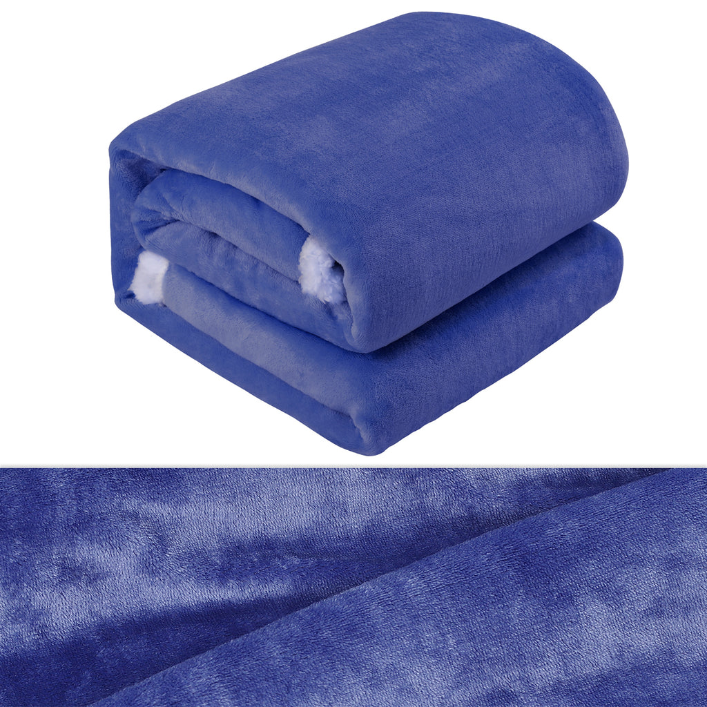 Sherpa Throw Blanket, 50x 60 inch Soft Flannel Fleece Reversible Blanket, Lightweight Cozy Travel Blanket for Office, Bedroom, Couch, Camping