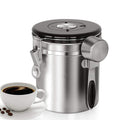 Pink Stainless Steel Airtight Coffee Jar with Freshness Date Tracker, Measuring Scoop, and CO2 Release Valve for Grounds and Beans