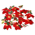 Christmas Poinsettia Garland with light, 7 FT Lighted Artificial Garlands with Red Flowers and Berries, Battery Operated Poinsettia String Lights, Light up for Xmas New Year Home D¨¦cor