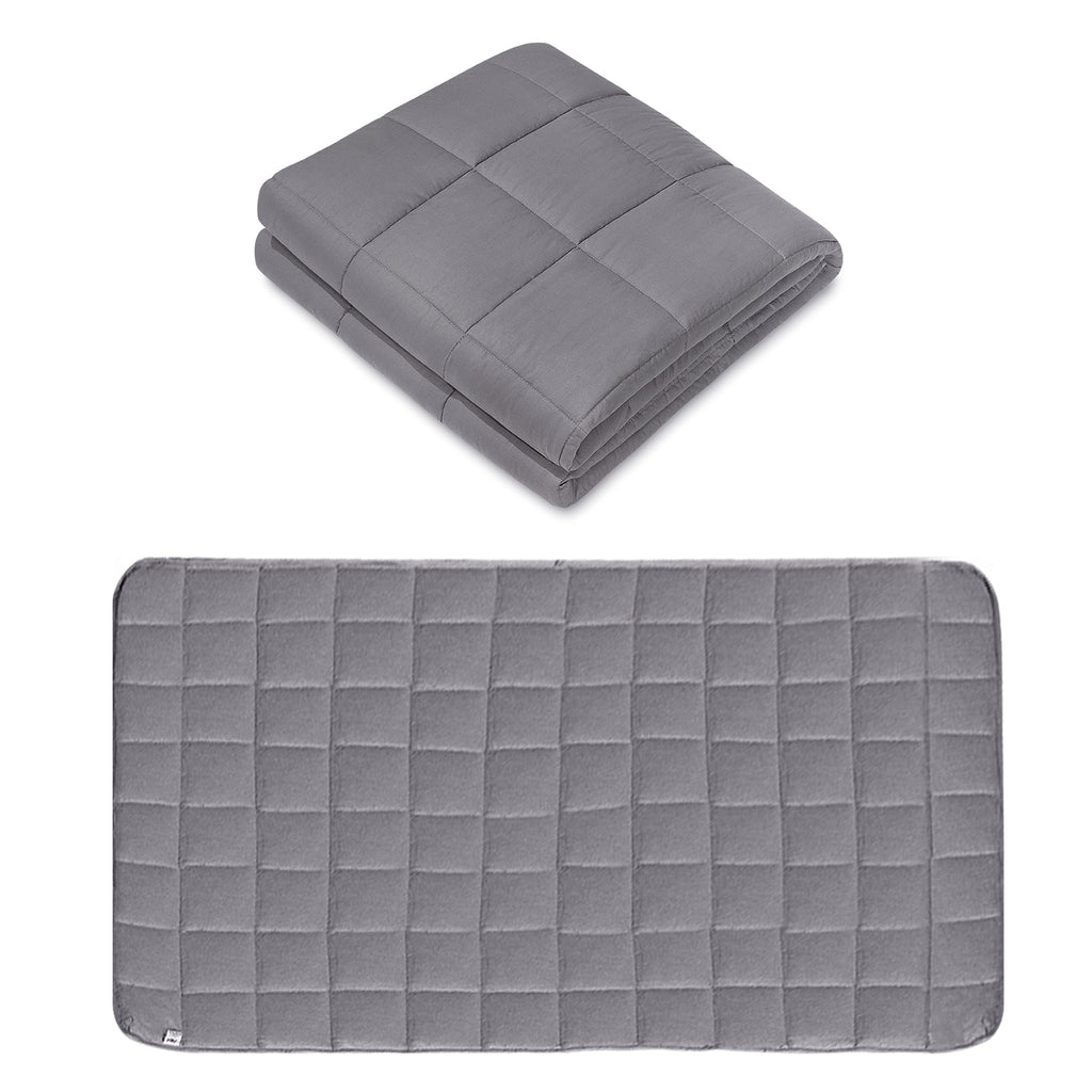 Adult Weighted Blanket 10lb 40x60 Inch Dark Grey Cotton Heavy Comforter with Small Square Quilting for Stress Relief and Calming Sleep