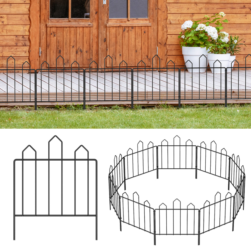 Ten pieces of integrated fence. Garden fence rust resistant metal, animal barrier. Suitable for gardens, courtyards, and terraces. 10 feet (length) x 16 inches (height)