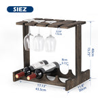 Wine Rack with Glass Holder, Countertop Wine Rack, Wine Storage Cabinet Shelf, Perfect for Home Decor & Kitchen Storage Rack (Hold 4 Bottles and 8 Glasses)