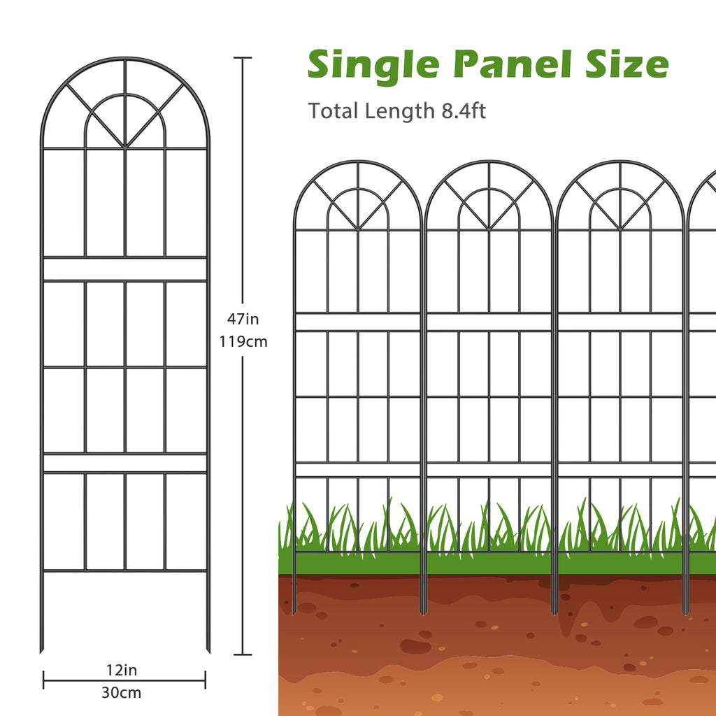 Gothic Arch Garden Fence - No-Dig Rustproof Metal Border - Animal Barrier for Dog and Rabbit,