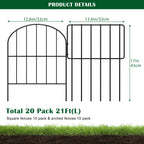 Multi-Arch Garden Fence Panels - Rustproof Metal Boundary - No-Dig Animal Barrier for Patio & Yard,