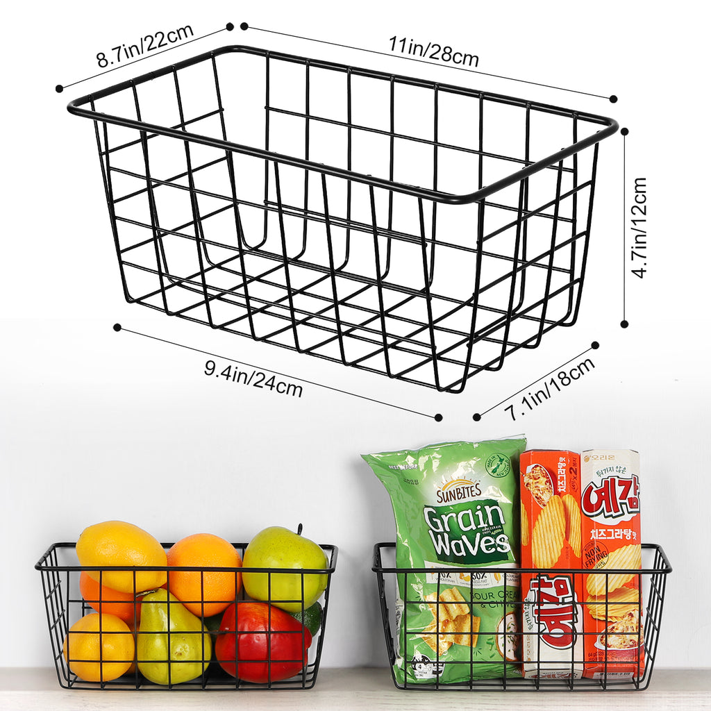 Heavy-Duty Metal Pantry Organizer Set | 5-Piece Hanging Wall Baskets for Kitchen, Office & Bath