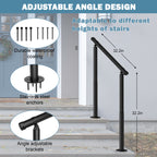 Step Hand Rails for Outdoor Steps, Black Handrail Indoor Stair Railing Kit, Outdoor Stair Railing Kit for Porch Railing Deck Hand Rail