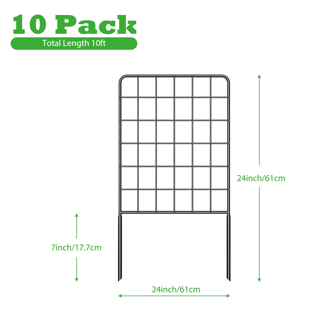 Decorative Garden Fence Border - Rustproof Metal Wire Section - Animal Barrier for Outdoor Yard & Patio,