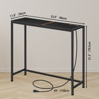 Entrance Table, Counter Table with Socket, Skinny Behind Sofa Console Table with Charging Station Grey 40" Narrow Long Behind Couch Table with Power Outlets USB Ports Thin Entry Table