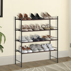 Freestanding 4-Tier Shoe Rack-Expandable Fabric Storage Organizer for Home, Dorm & Closet
