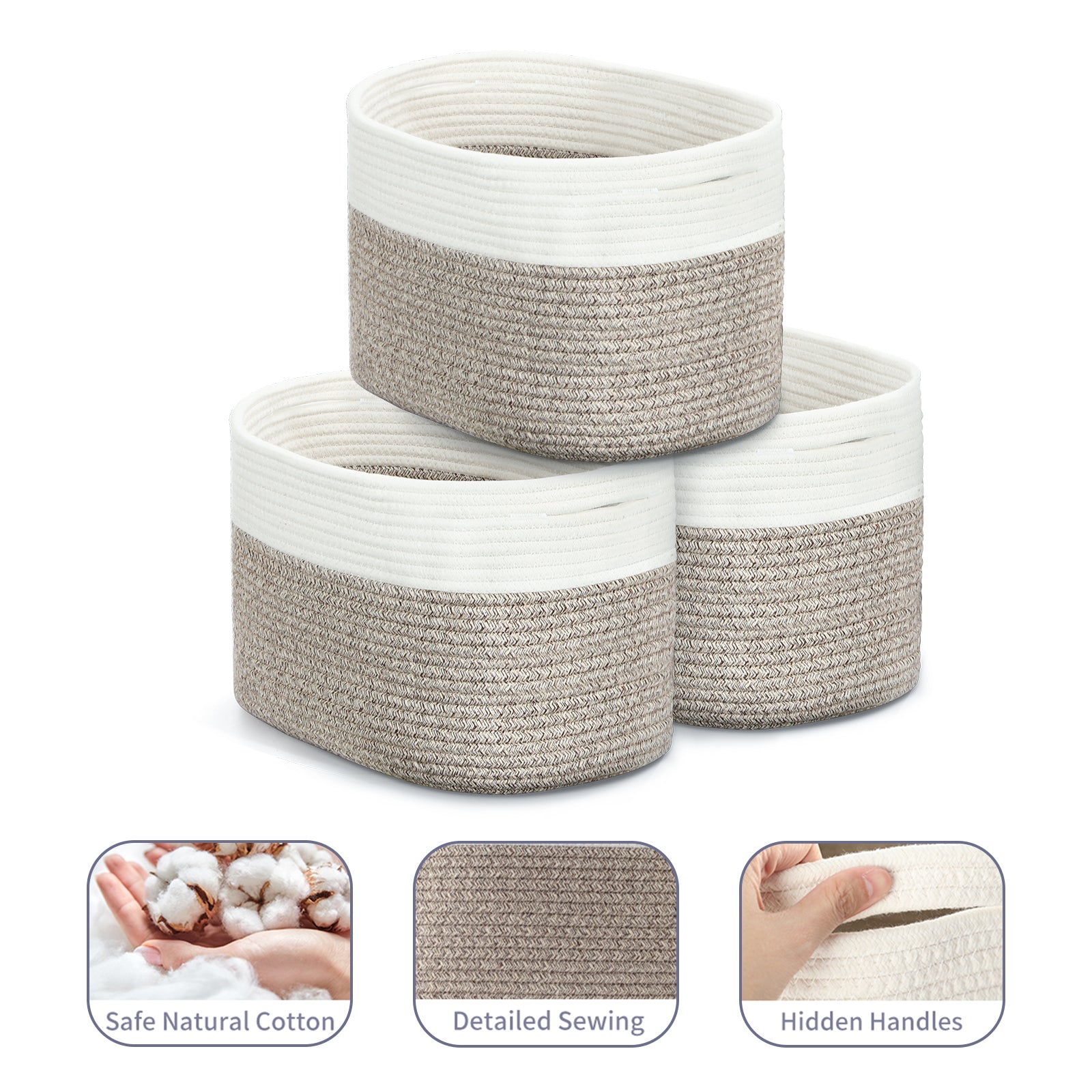 3 Pack Dirty Laundry Basket, Storage Cubes Baskets Bins Organizer, Woven Baskets, Cube Storage Organizer Bookcases Shelves, Storage Basket, Toy Box, Book Storage Basket, Snack Storage Basket,