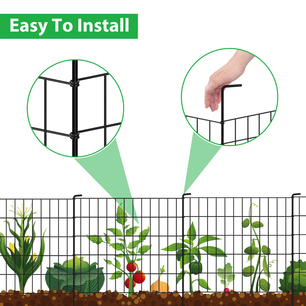 4-Pack Decorative Garden Fence, 24"H x 10ft L Metal Animal Barrier Fencing for Rabbits & Dogs