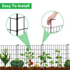 4-Pack Decorative Garden Fence, 24"H x 10ft L Metal Animal Barrier Fencing for Rabbits & Dogs