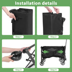 Heavy Duty Collapsible Folding Wagon, 120L Large Capacity Utility Cart with 220LBS Load, Portable Beach Cart