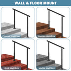 Step Hand Rails for Outdoor Steps, Black Handrail Indoor Stair Railing Kit, Outdoor Stair Railing Kit for Porch Railing Deck Hand Rail