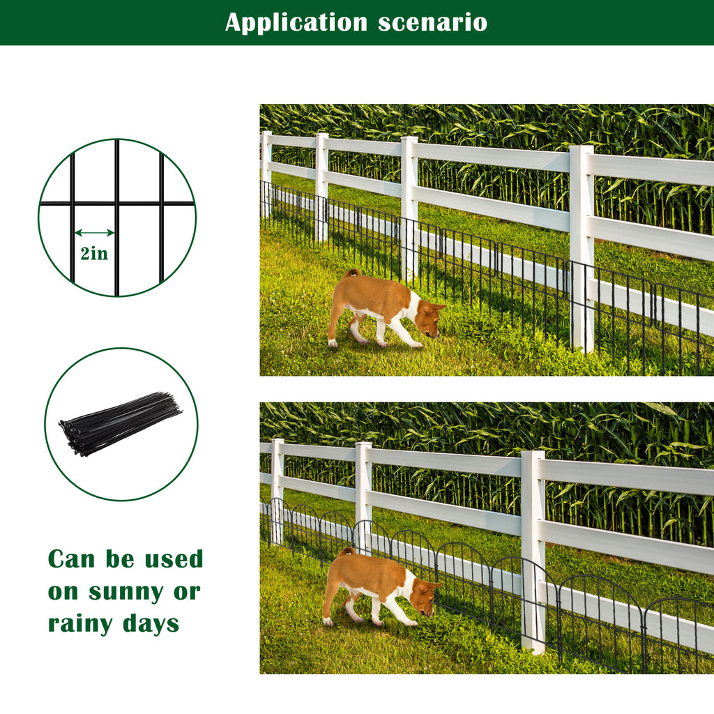 Multi-Arch Garden Fence Panels - Rustproof Metal Boundary - No-Dig Animal Barrier for Patio & Yard,