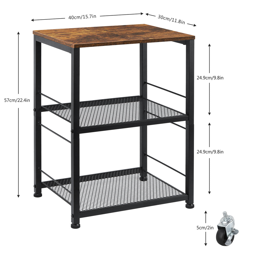 Bedside table - two layers of iron mesh. Three tiered rolling storage table. Sofa small side table. The bedside table is black. Suitable for bedrooms, living rooms, and small spaces.