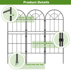 Gothic Arch Decorative Fence - Rustproof Metal Animal Barrier - Landscape Edging for Yard & Patio,