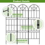 Gothic Arch Garden Fence - No-Dig Rustproof Metal Border - Animal Barrier for Dog and Rabbit,