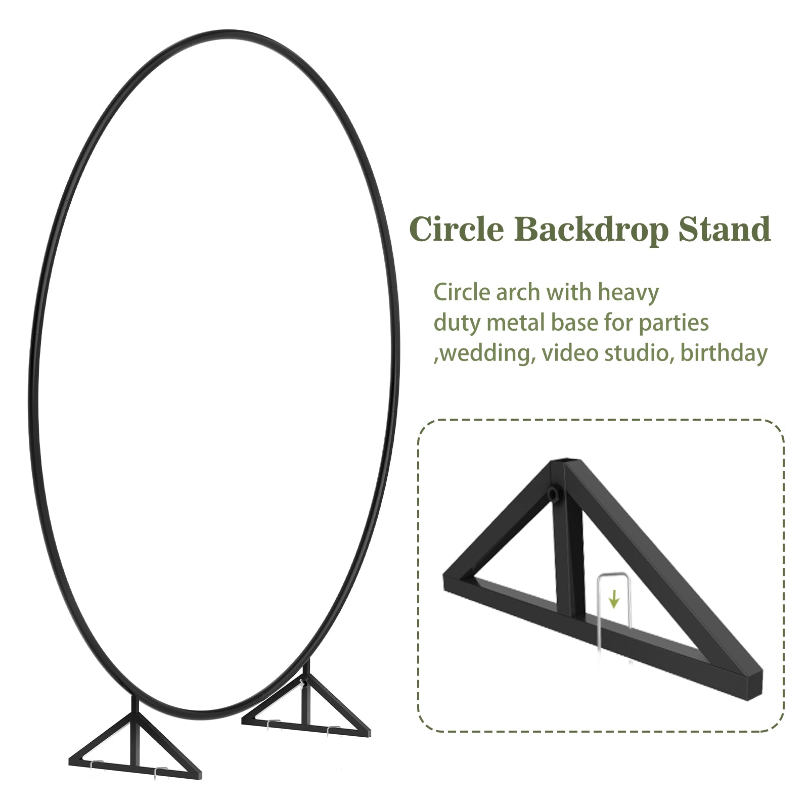 Round Backdrop Stand, 6. 6FT Metal Circle Balloon Arch Kit, Wedding Arbor Backdrop Stand for Party Backdrop Decoration Baby Shower Birthday Anniversary Bridal Decoration