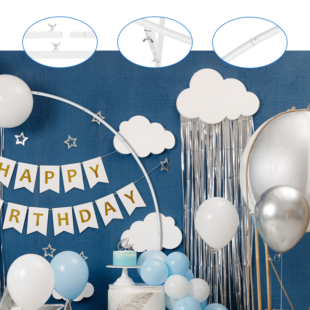 Round Backdrop Stand, Stable Circle Balloon Arch Stand, Wedding Arches for Ceremony for Anniversary Birthday Party Bridal Shower Decoration Home Decor, Indoor Outdoor, White