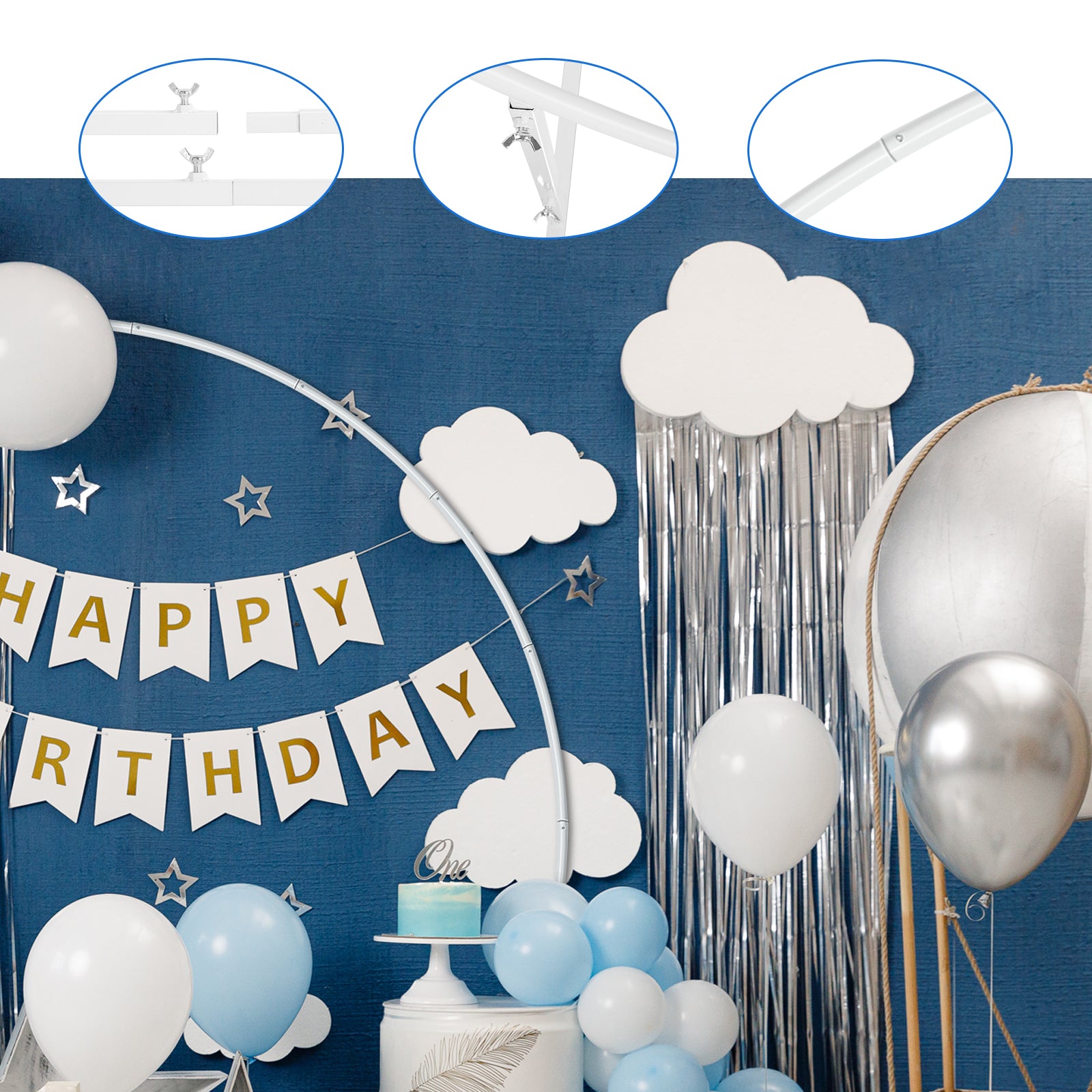 Round Backdrop Stand, Stable Circle Balloon Arch Stand, Wedding Arches for Ceremony for Anniversary Birthday Party Bridal Shower Decoration Home Decor, Indoor Outdoor, White