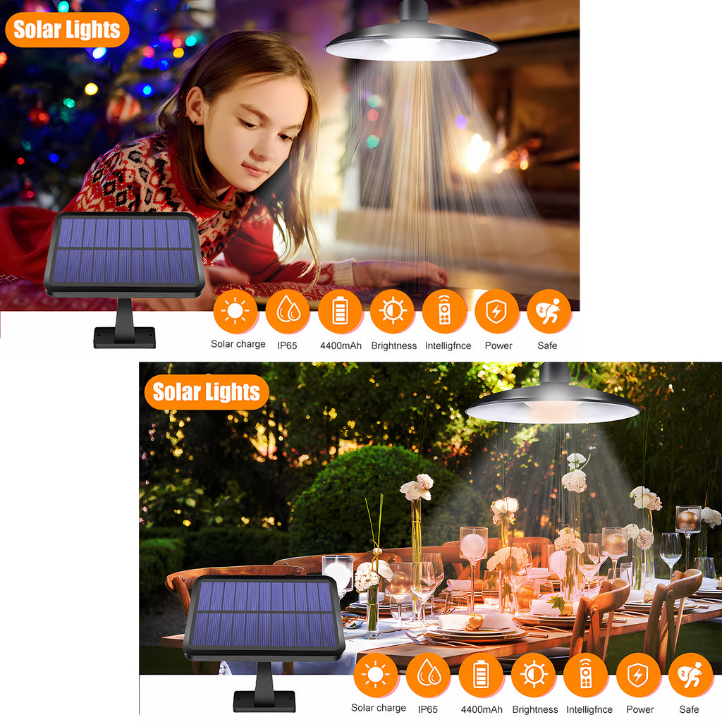 Courtyard Solar Lamp, Pendant LED Lamp - Front Yard Lamp, Equipped with A 16.4-foot Power Cord, Can Be Remotely Controlled with 360¡ã Wide-adjustable Solar Panel, Suitable for Home Courtyard and Terrace Decoration