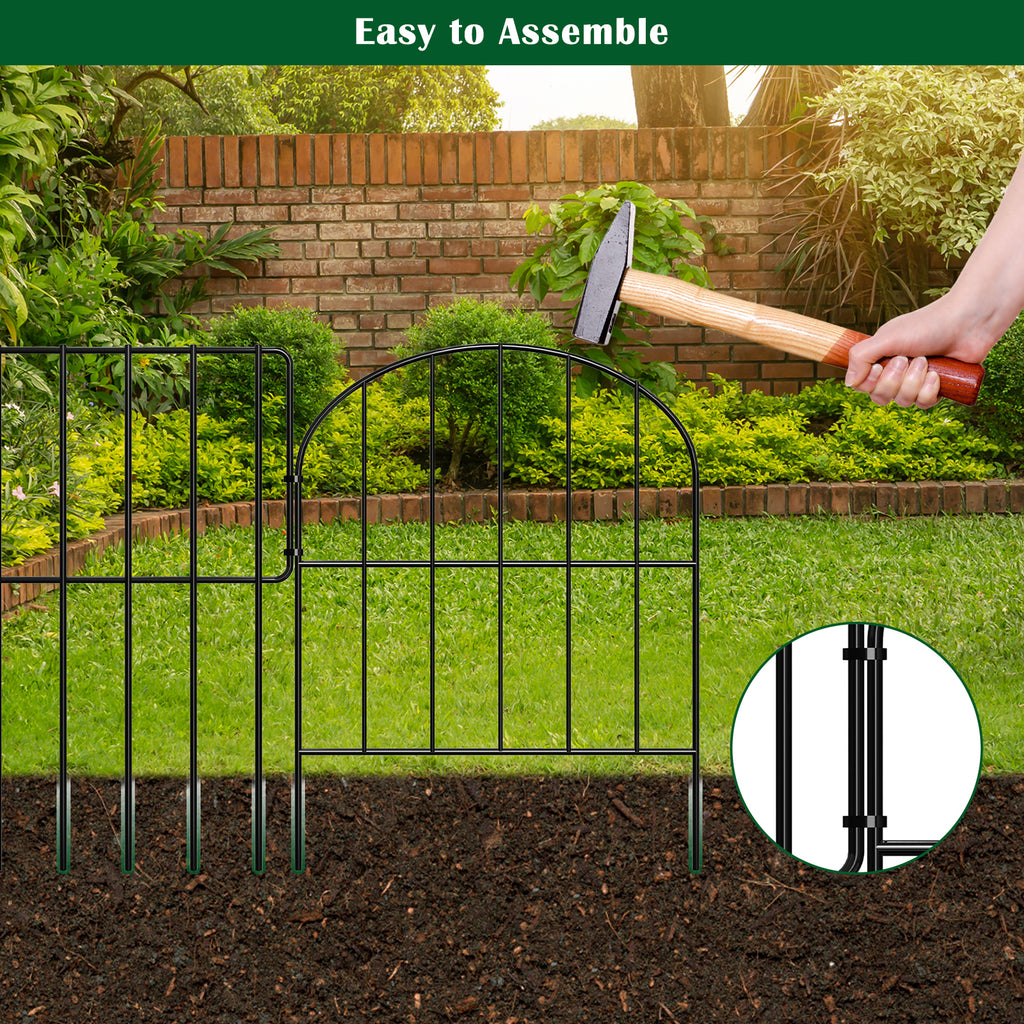 Multi-Arch Garden Fence Panels - Rustproof Metal Boundary - No-Dig Animal Barrier for Patio & Yard,