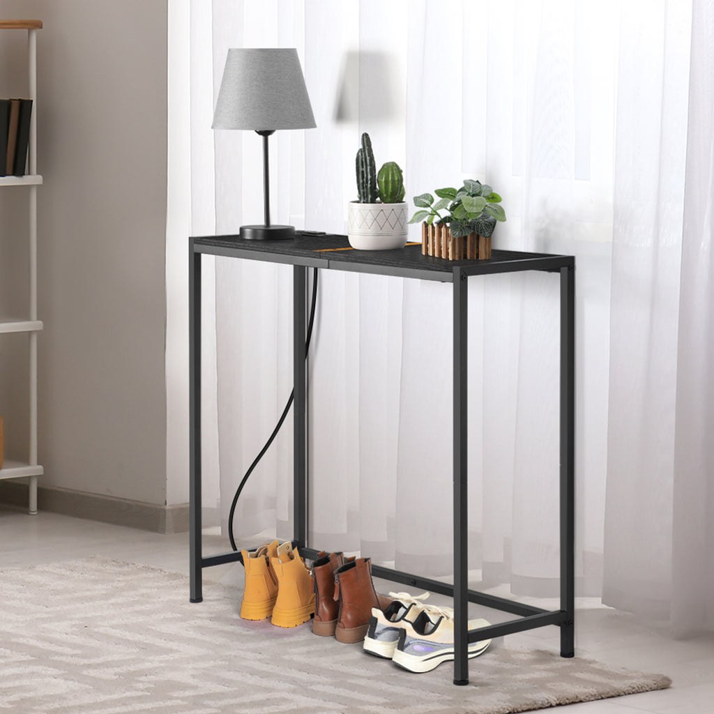 Entrance Table, Counter Table with Socket, Skinny Behind Sofa Console Table with Charging Station Grey 40" Narrow Long Behind Couch Table with Power Outlets USB Ports Thin Entry Table