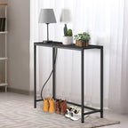 Entrance Table, Counter Table with Socket, Skinny Behind Sofa Console Table with Charging Station Grey 40" Narrow Long Behind Couch Table with Power Outlets USB Ports Thin Entry Table