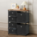 Black 6-Drawer Fabric Storage Chest, Versatile Multi-Tier Organizer for Bedroom, Hallway, and Office