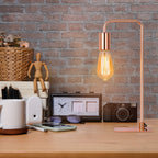 Neala Rose Gold Industrial Desk Lamp，Small Metal Nightstand Reading Lamp for Dorm and Bedroom.