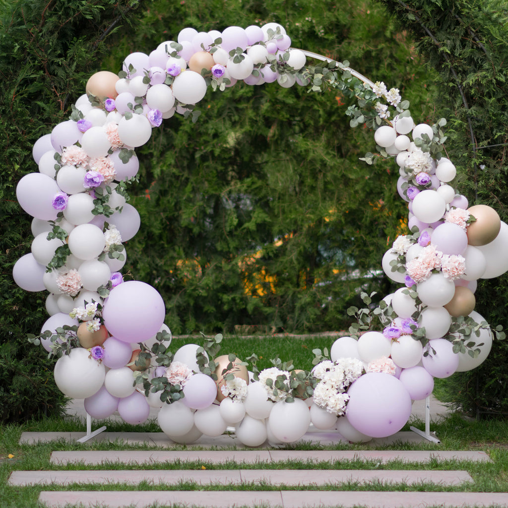 Round Backdrop Stand, Stable Circle Balloon Arch Stand, Wedding Arches for Ceremony for Anniversary Birthday Party Bridal Shower Decoration Home Decor, Indoor Outdoor, White