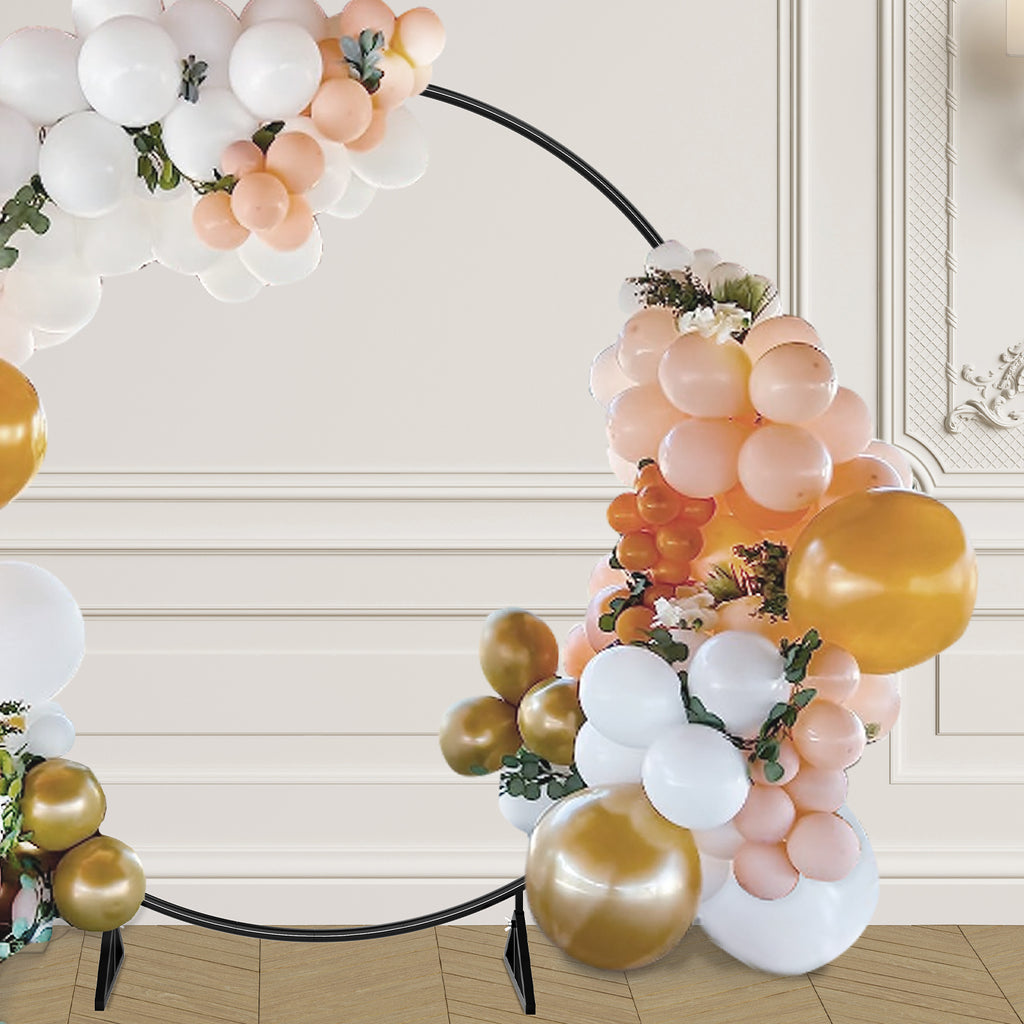 Round Backdrop Stand, 6. 6FT Metal Circle Balloon Arch Kit, Wedding Arbor Backdrop Stand for Party Backdrop Decoration Baby Shower Birthday Anniversary Bridal Decoration
