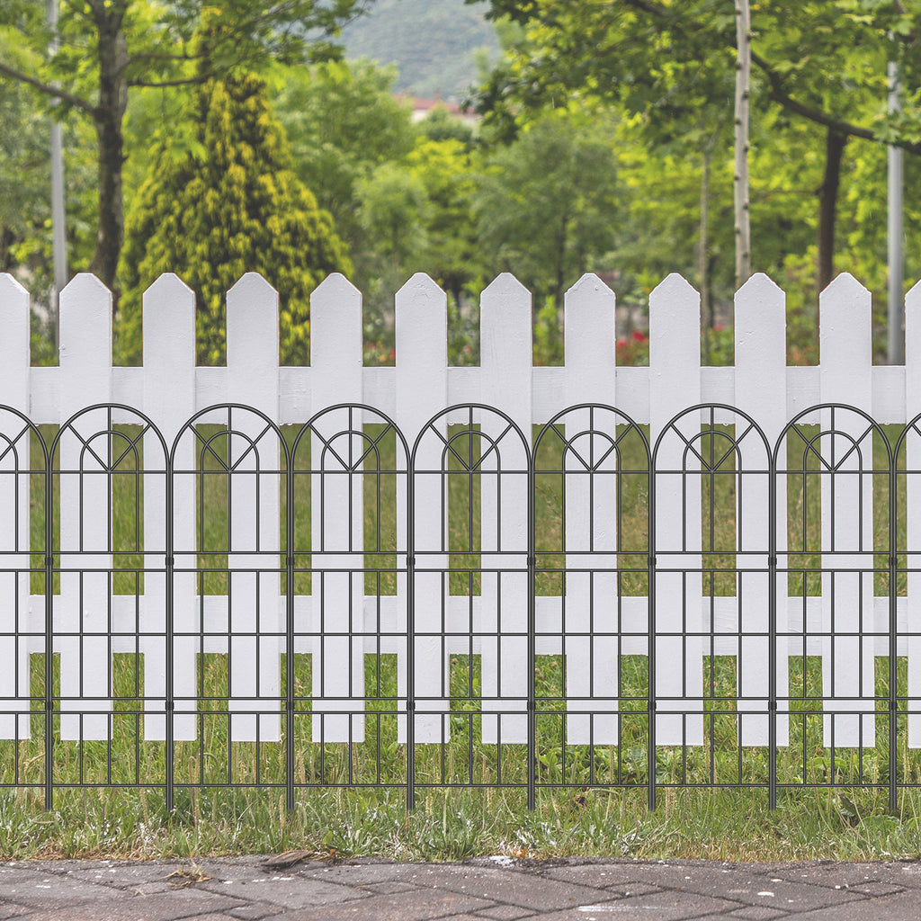 Gothic Arch Garden Fence - No-Dig Rustproof Metal Border - Animal Barrier for Dog and Rabbit,