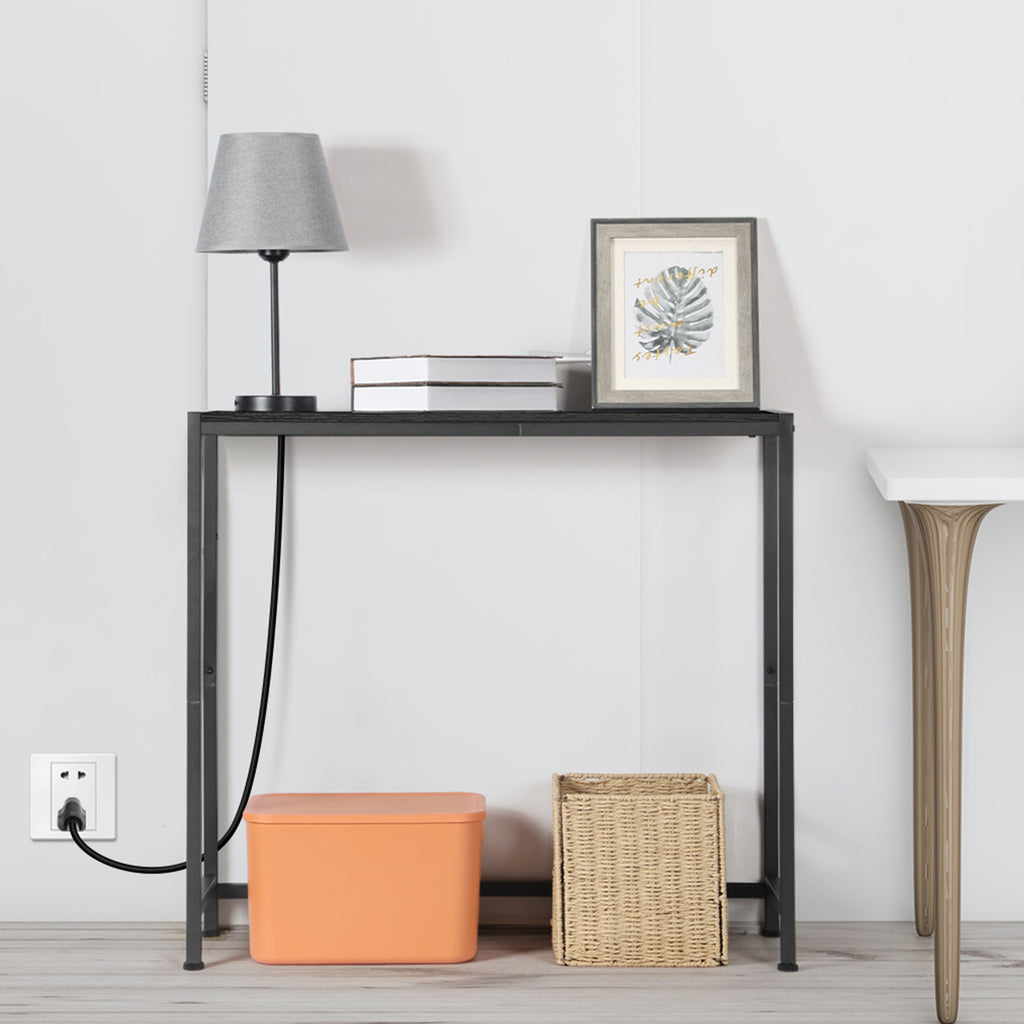 Entrance Table, Counter Table with Socket, Skinny Behind Sofa Console Table with Charging Station Grey 40" Narrow Long Behind Couch Table with Power Outlets USB Ports Thin Entry Table