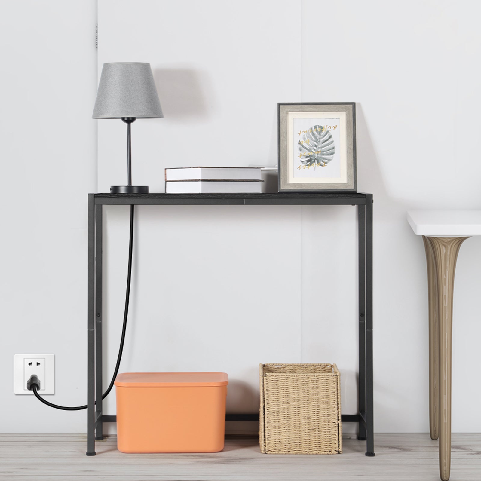 Entrance Table, Counter Table with Socket, Skinny Behind Sofa Console Table with Charging Station Grey 40" Narrow Long Behind Couch Table with Power Outlets USB Ports Thin Entry Table