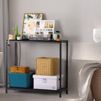 2 Tier Narrow Console Table, 33.9'' Sofa Table with Power Outlets and USB Ports, Industrial Entryway Table, Behind Couch Table for Living Room, Foyer, Hallway, Bedroom
