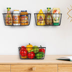 Heavy-Duty Metal Pantry Organizer Set | 5-Piece Hanging Wall Baskets for Kitchen, Office & Bath