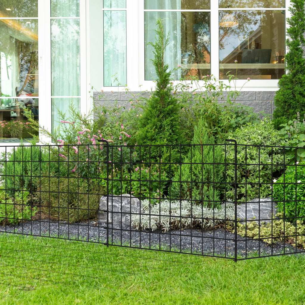 4-Pack Decorative Garden Fence, 24"H x 10ft L Metal Animal Barrier Fencing for Rabbits & Dogs