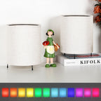 Minimalist Metal Base Nightstand Lamps (Set of 2)， Small Bedside Desk Lamps with Linen Shade.
