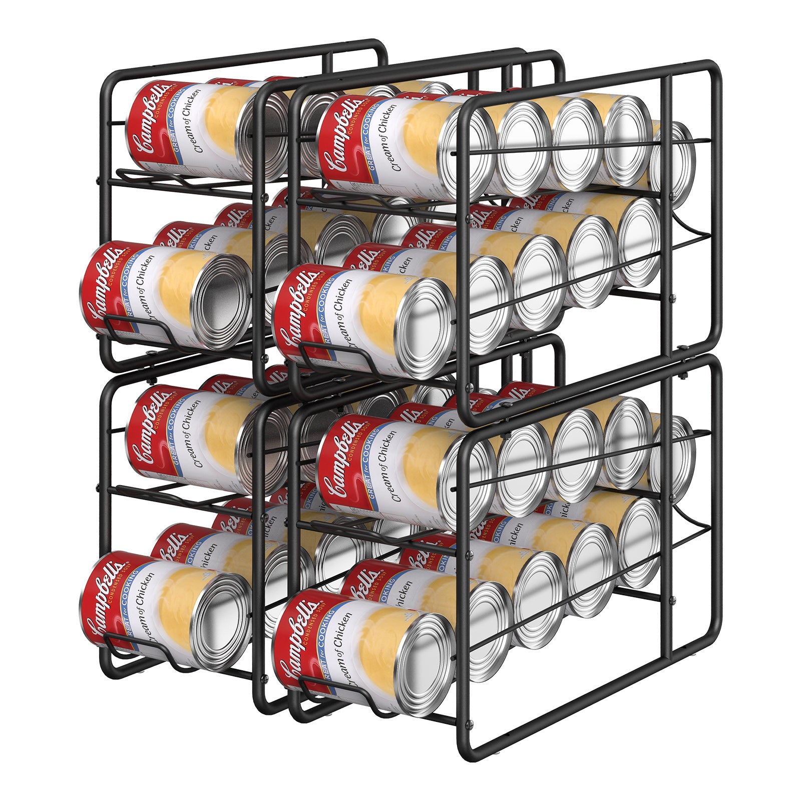 Heavy-Duty Stackable Can Storage Rack | Space-Saving Kitchen Cabinet Organizer (Set of 4)